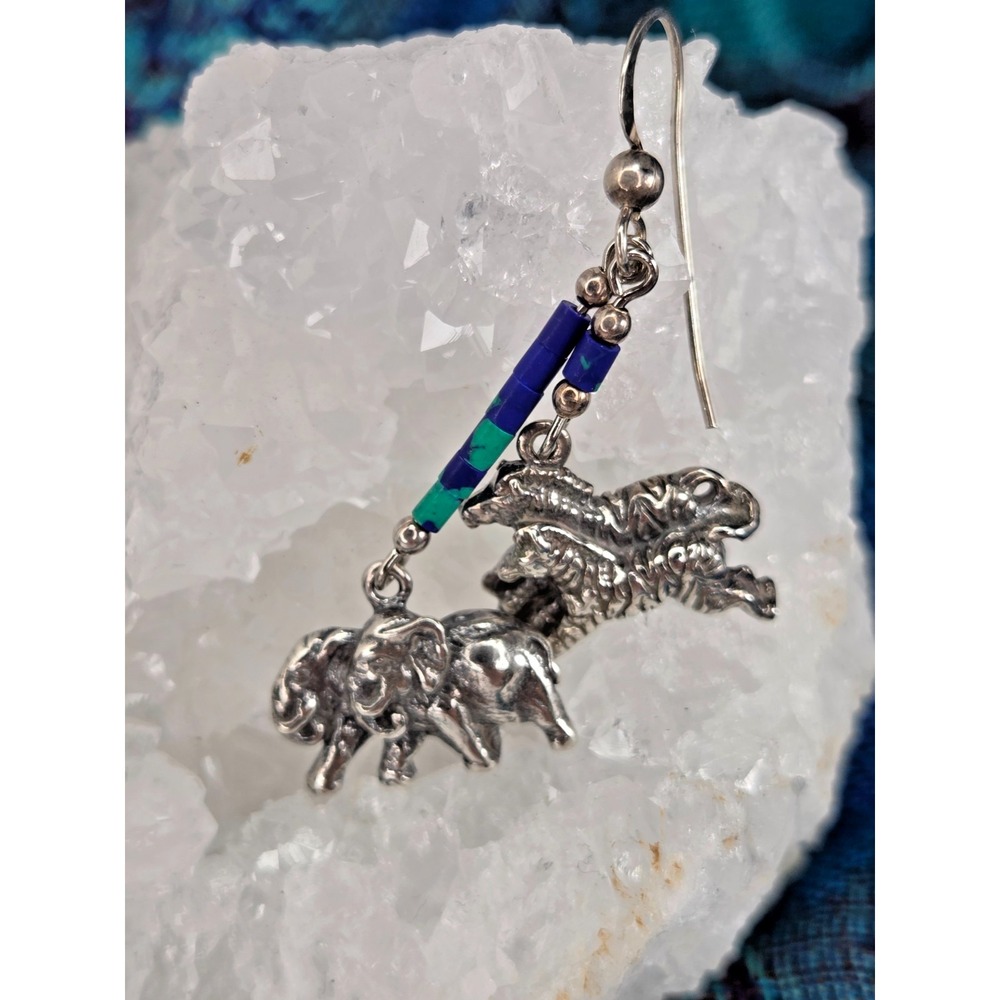 RARE Dakota West Schube Sterling Silver Animal Pairs Noah's Ark Earrings 925 1.5 - Picture 7 of 13